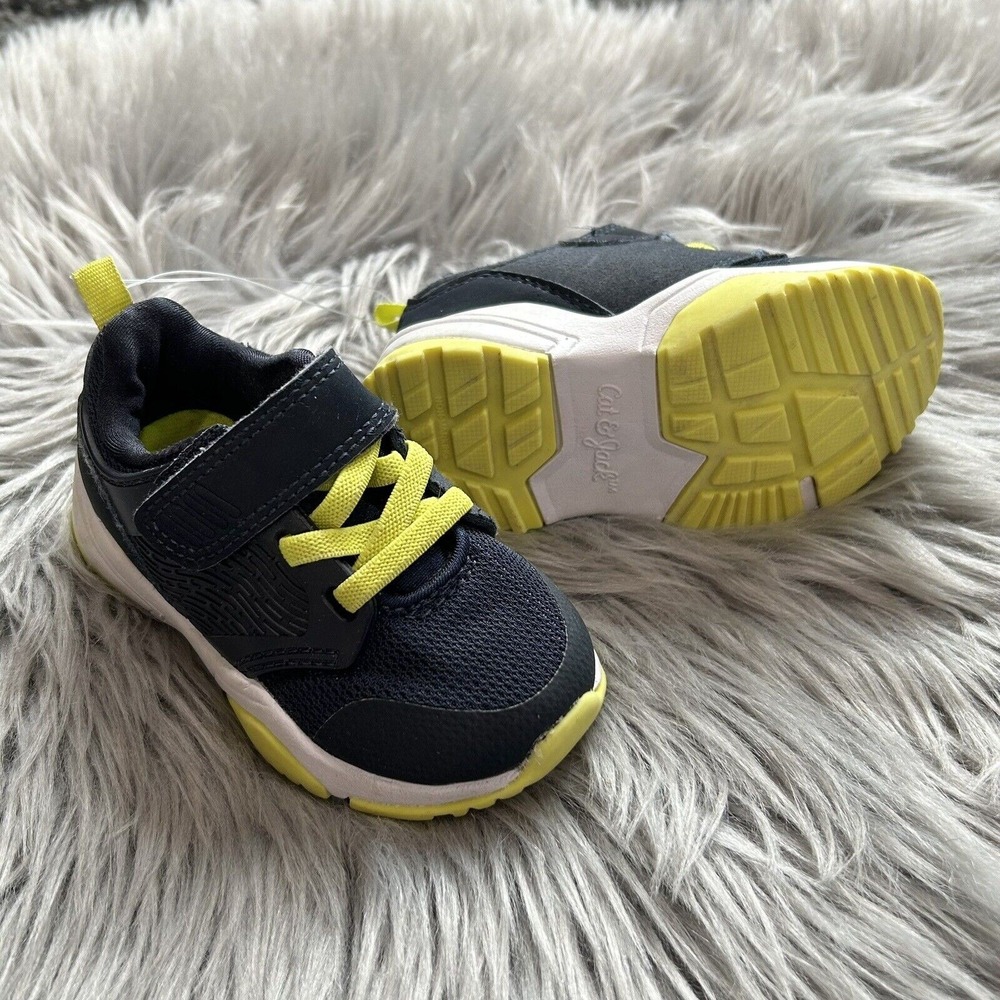 Cat‎ & Jack Toddler Boys Athletic Sneakers Shoes Elastic Laces Blue Green Size 6